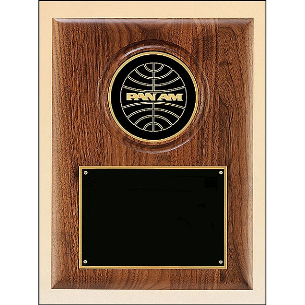 Walnut Plaque with 4" Engravable Disk 9x12