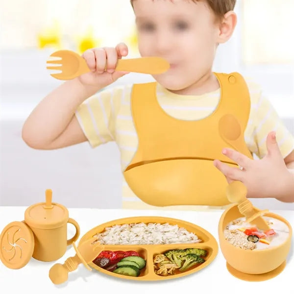 10-Piece Silicone Infant Feeding Set w/ Wood-Handle Utensils