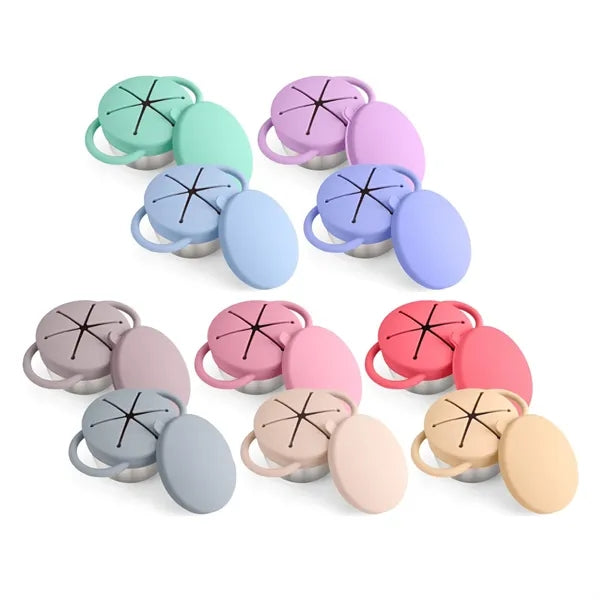 3-in-1 Stainless Steel Bowl w/ Silicone Cup &Spill-Proof Lid