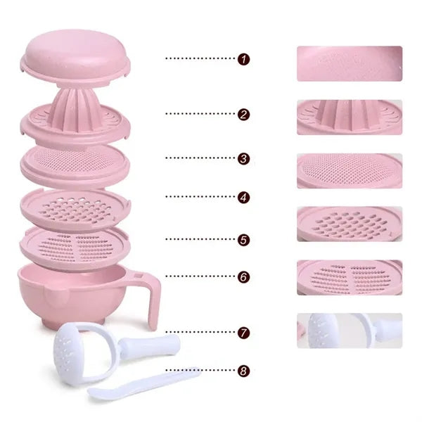 Manual Baby Food Grinder and Complementary Feeding Tool Set