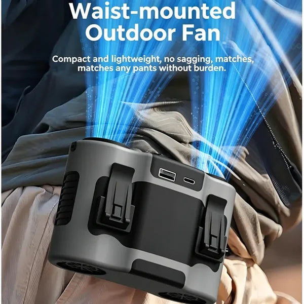 20000mAh Dual-Waist Fan with Lanyard