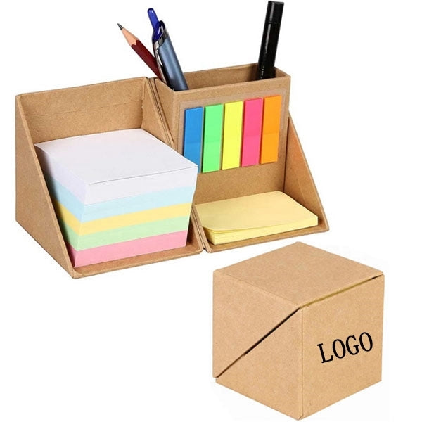 Sticky Notepad Cube Memo Pen Holder
