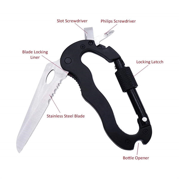 Multitool D Shape Camping Carabiner