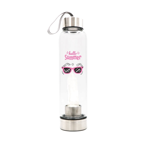 Clear Quartz Crystal Gem Elixir Water Bottle