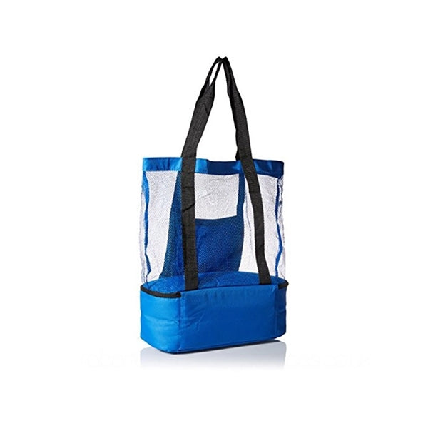 Beach Tote Cooler Bag With Handle And Mesh Pocket