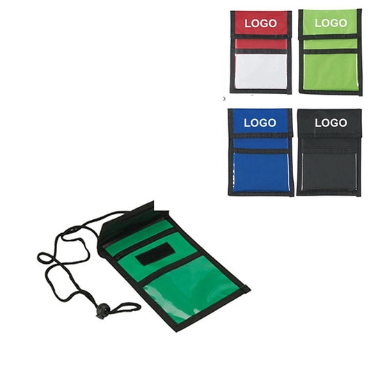 Neck wallet With Flap Top Adjustable Rope And Pen Holder