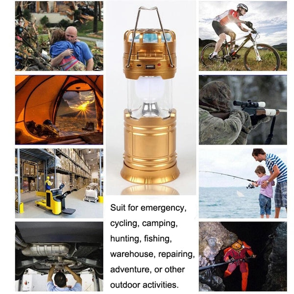 Led Hand Lamp Rechargeable Collapsible Solar Camping Lantern