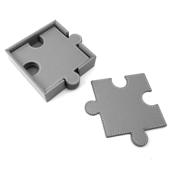 PU Leather puzzle cup coaster with press logo