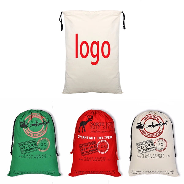 Christmas Cotton Canvas Draw Rope Bundle Pocket Gift Bags