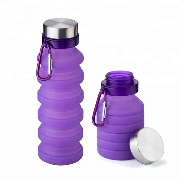 16OZ Collapsible Sport Bottle with free carabiner