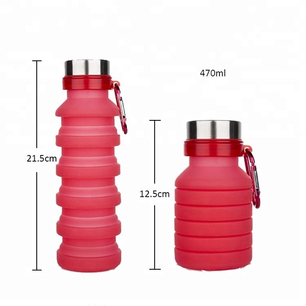 16OZ Collapsible Sport Bottle with free carabiner