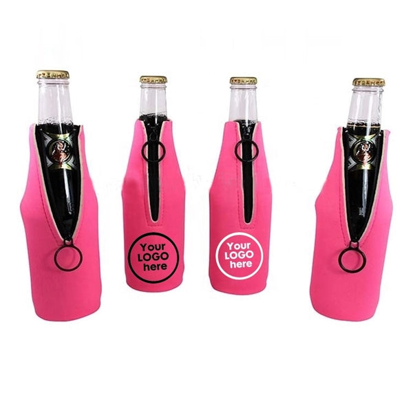 Breast Cancer Awareness Neoprene Zipper Bottle Coolers