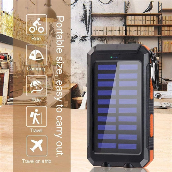 10000mAh Outdoor Solar Power Phone Charger Station, LEDTorch