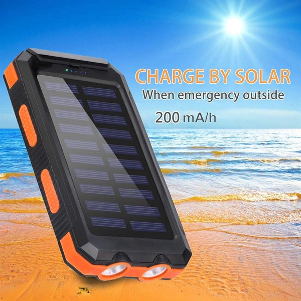 10000mAh Outdoor Solar Power Phone Charger Station, LEDTorch