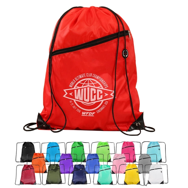 Drawstring Backpacks with Zipper Pocket