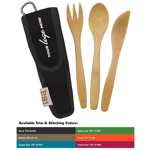 Kids Bamboo Utensil Set With PET Case Sleeve