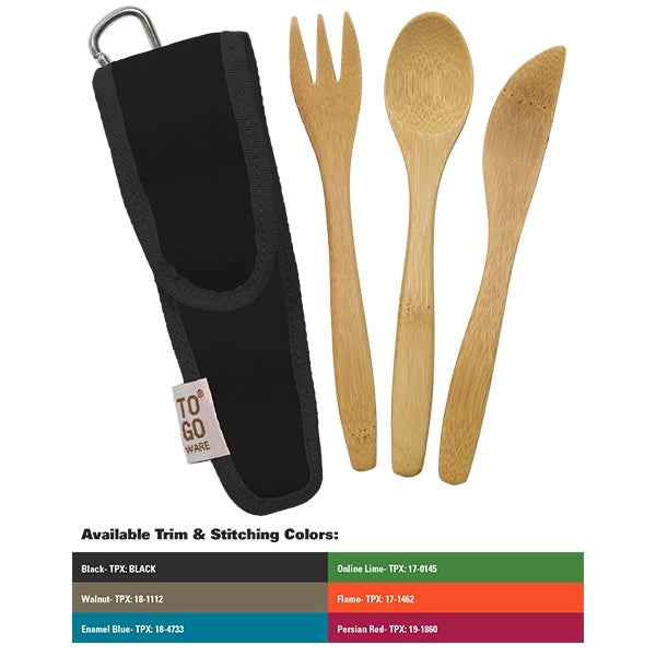 Kids Bamboo Utensil Set With PET Case Sleeve