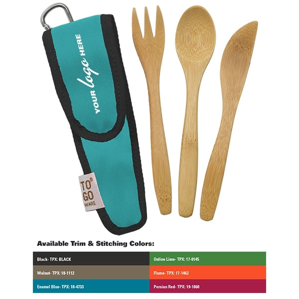 Kids Bamboo Utensil Set With PET Case Sleeve