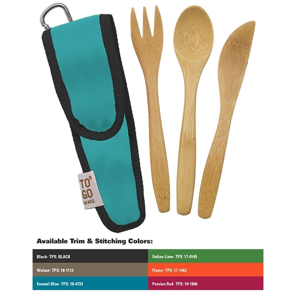 Kids Bamboo Utensil Set With PET Case Sleeve