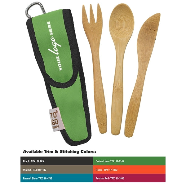 Kids Bamboo Utensil Set With PET Case Sleeve