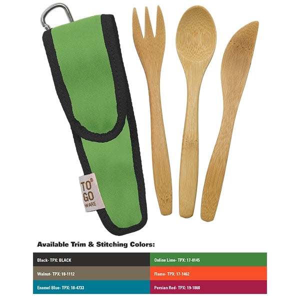 Kids Bamboo Utensil Set With PET Case Sleeve