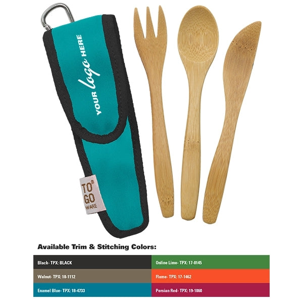 Kids Bamboo Utensil Set With PET Case Sleeve