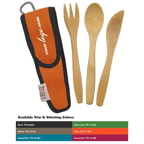 Kids Bamboo Utensil Set With PET Case Sleeve