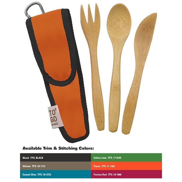 Kids Bamboo Utensil Set With PET Case Sleeve
