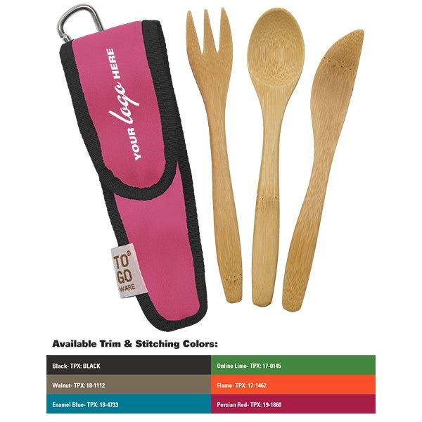 Kids Bamboo Utensil Set With PET Case Sleeve