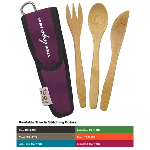 Kids Bamboo Utensil Set With PET Case Sleeve