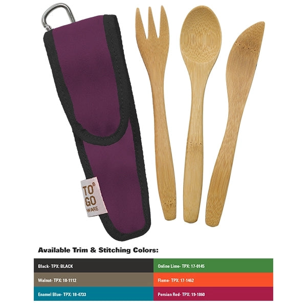 Kids Bamboo Utensil Set With PET Case Sleeve