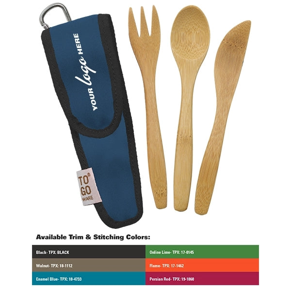 Kids Bamboo Utensil Set With PET Case Sleeve