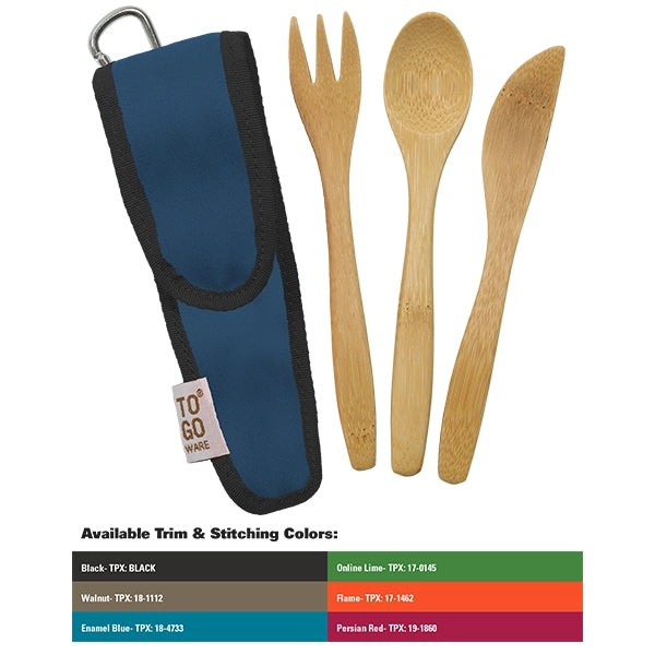 Kids Bamboo Utensil Set With PET Case Sleeve