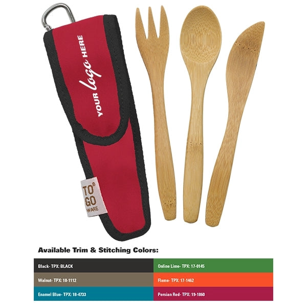 Kids Bamboo Utensil Set With PET Case Sleeve