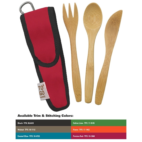 Kids Bamboo Utensil Set With PET Case Sleeve