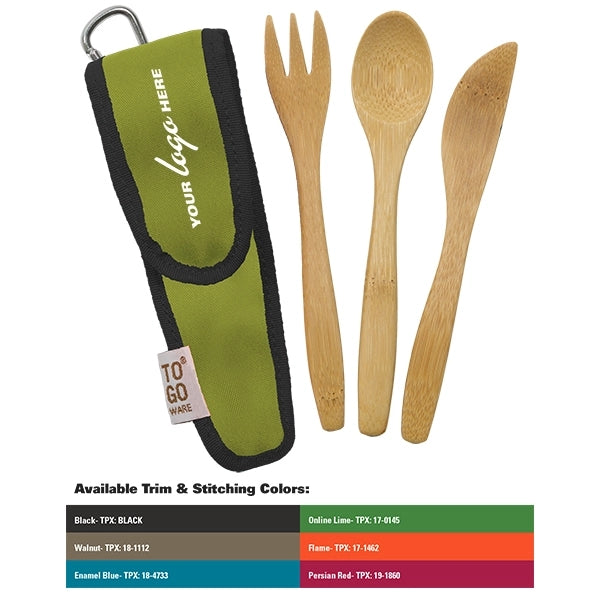 Kids Bamboo Utensil Set With PET Case Sleeve