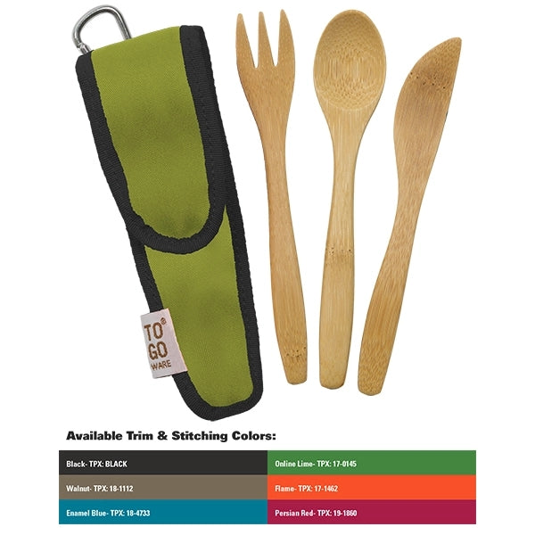 Kids Bamboo Utensil Set With PET Case Sleeve