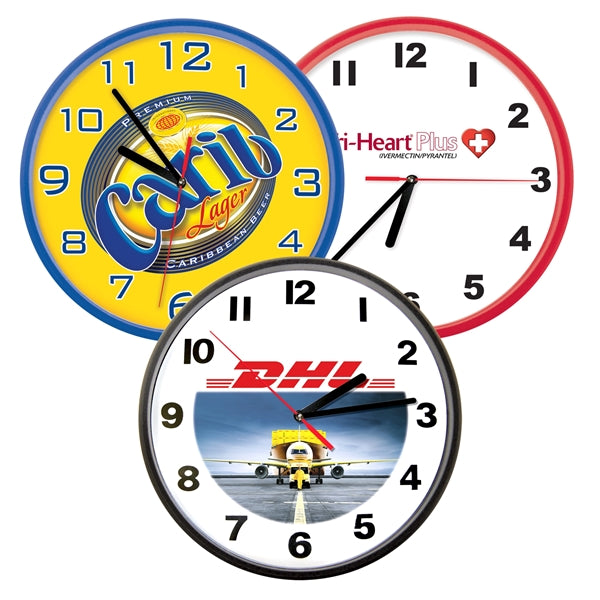 10" Black Wall Clock Full Color Imprint
