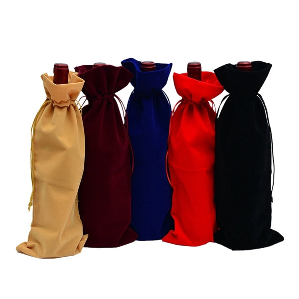 Luxury Velvet Wine Bags with Drawsting Closure
