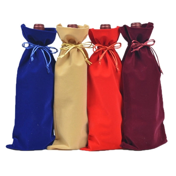 Luxury Velvet Wine Bags with Drawsting Closure