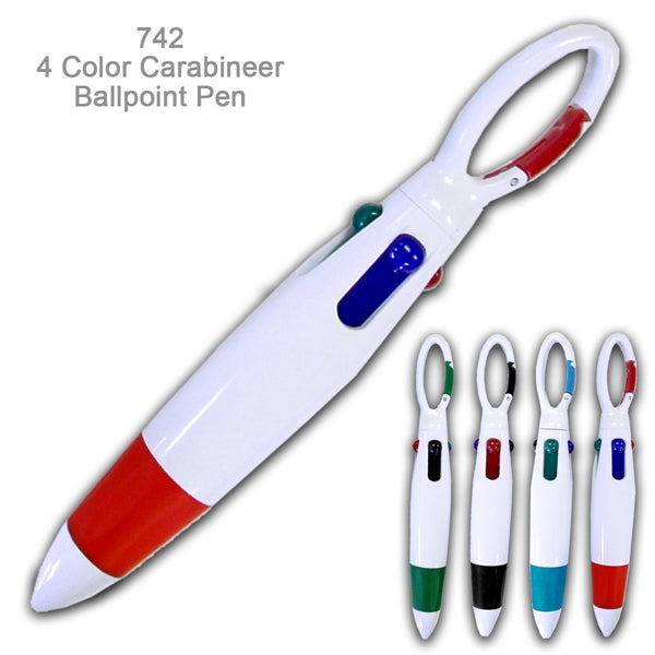 Popular...4 Color Carabineer Ballpoint Custom Pens