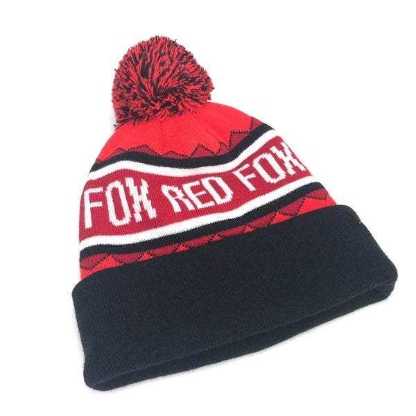 Acrylic Knit Beanie Cap with Cuff and Pompom