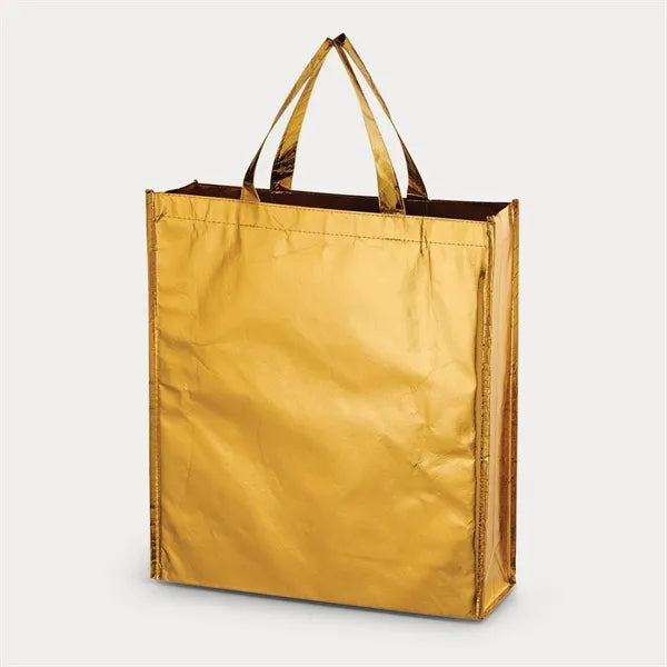 14.25" x 16" x 4.25" Metallic Non-Woven Shopper Tote Bag