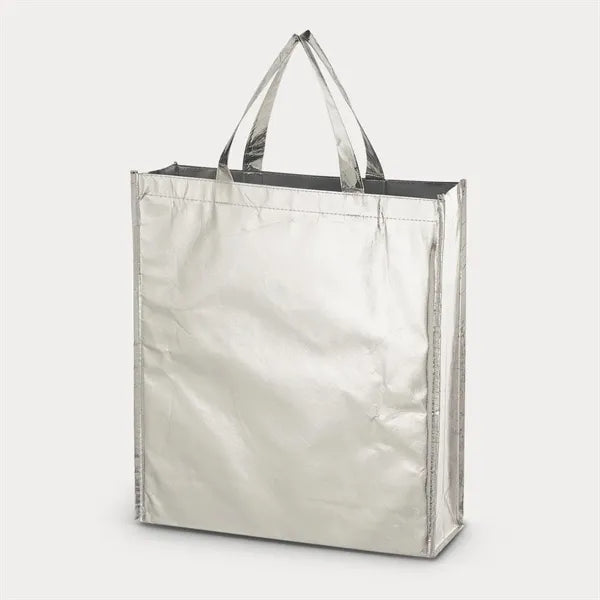 14.25" x 16" x 4.25" Metallic Non-Woven Shopper Tote Bag