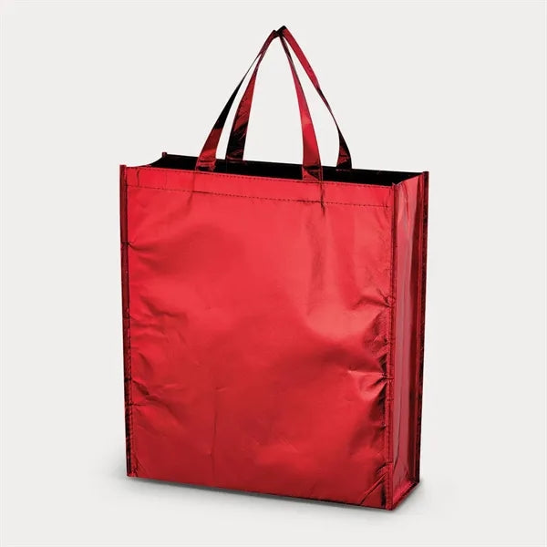 14.25" x 16" x 4.25" Metallic Non-Woven Shopper Tote Bag