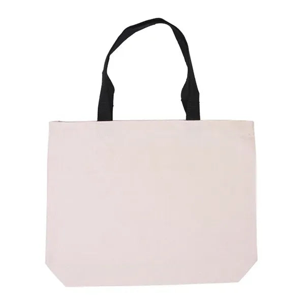 Cotton Canvas Tote with Gusset & Color Accent Handles