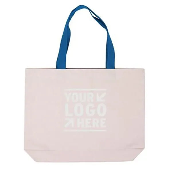 Cotton Canvas Tote with Gusset & Color Accent Handles
