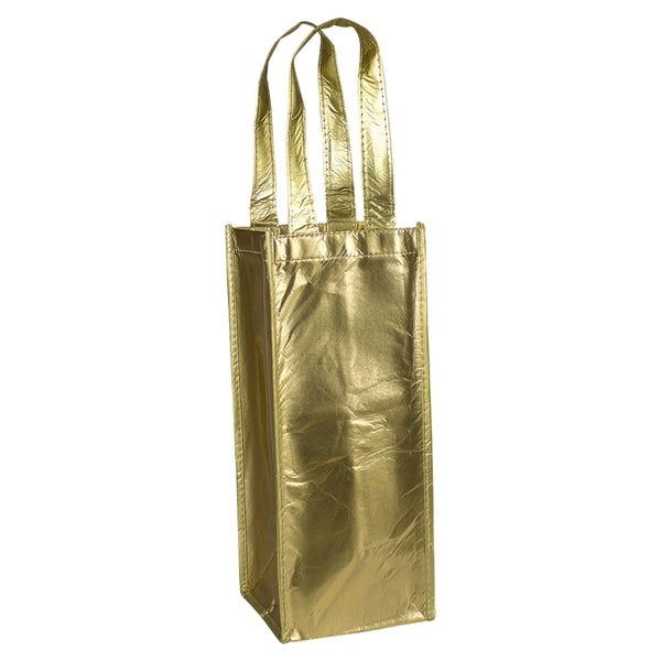 Metallic Laminated Single Bottle Non-Woven Wine Tote