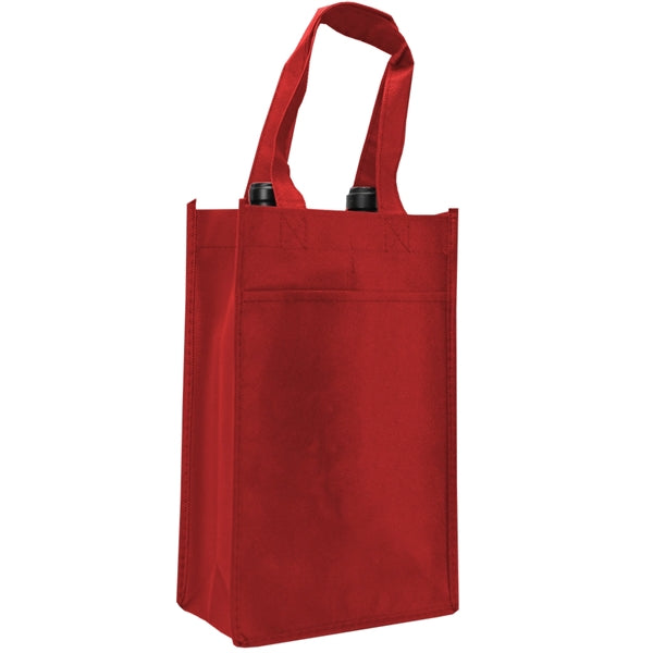 7" x 11" x 3" Non-Woven 2 Bottle Wine Tote Bag
