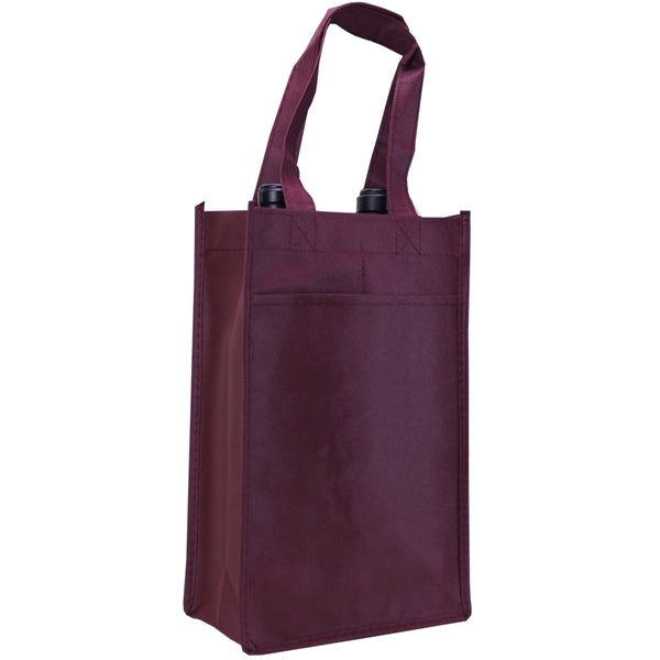 7" x 11" x 3" Non-Woven 2 Bottle Wine Tote Bag